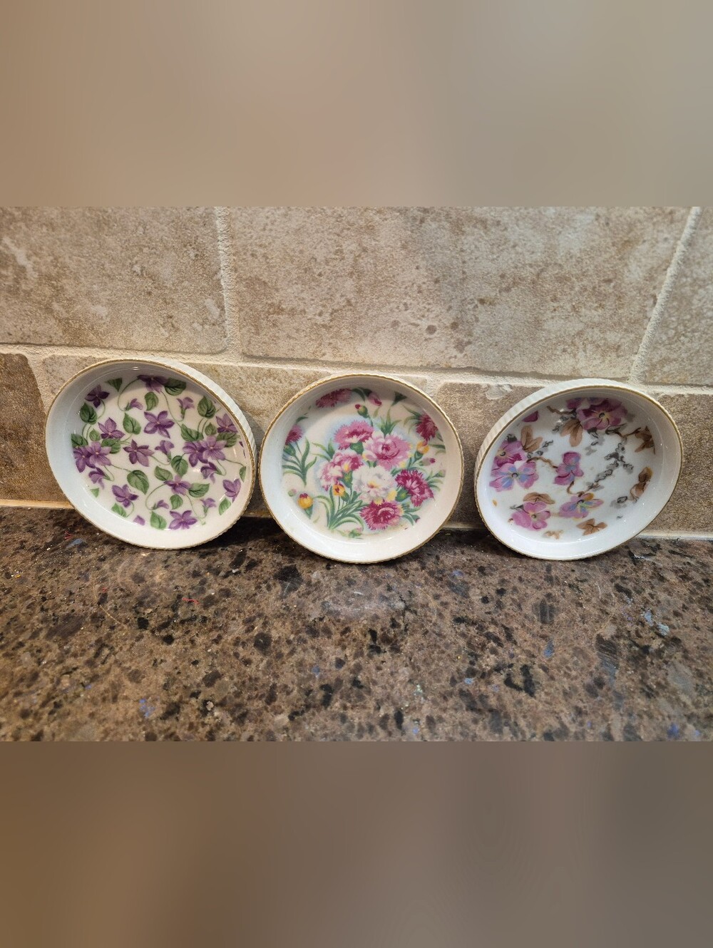 Set Of 3 ESD Japan Hand Painted Porcelain Vintage Collectible Trinket‎ Dish